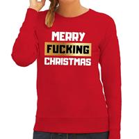 Bellatio Foute kersttrui / sweater Merry fucking christmas rood dames Rood