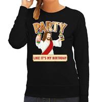 Bellatio Foute kersttrui / sweater Party like its my birthday zwart dames Zwart