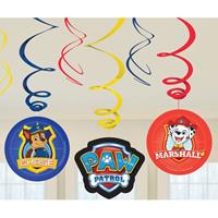 6x Paw Patrol themafeest rotorspiralen hangdecoratie Multi