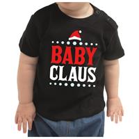 Bellatio Kerstshirt Baby Claus zwart baby jongen/meisje 62 (1-3 maanden) Zwart