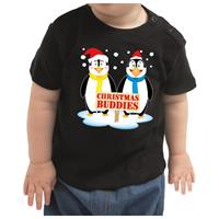 Bellatio Kerstshirt Christmas buddies zwart baby jongen/meisje 62 (1-3 maanden) Zwart