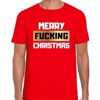 Bellatio Fout Kerstshirt merry fucking christmas rood voor heren