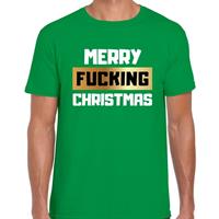 Bellatio Fout Kerstshirt merry fucking christmas groen voor heren