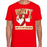 Bellatio Fout kerst t-shirt rood met party Jezus voor heren