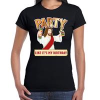 Bellatio Fout kerst t-shirt zwart met party Jezusvoor dames Zwart