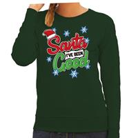 Bellatio Foute kersttrui / sweater Santa I have been good groen dames Groen