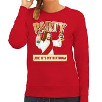 Bellatio Foute kersttrui / sweater Party like its my birthday rood dames Rood