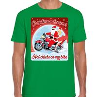 Bellatio Fout kerst t-shirt christmas dreams hot chicks groen voor heren