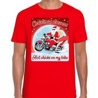 Bellatio Fout kerst t-shirt christmas dreams hot chicks rood voor heren