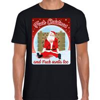 Bellatio Fout kerst t-shirt fuck christmas zwart voor heren