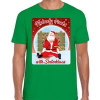 Bellatio Fout kerst t-shirt nobody fucks with sinterklaas groen heren Groen