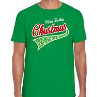 Bellatio Fout kerst t-shirt merry fucking Christmas groen voor heren