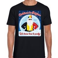 Bellatio Fout Belgie kerst shirt Christmas in Belgium zwart voor heren