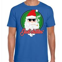 Bellatio Fout kerst shirt just chillin blauw voor heren