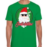 Bellatio Fout kerst shirt just chillin groen voor heren