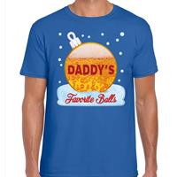 Bellatio Fout kerst shirt Daddy his favorite balls blauw voor heren