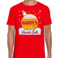 Bellatio Fout kerst shirt Daddy his favorite balls rood voor heren