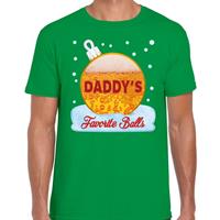 Bellatio Fout kerst shirt Daddy his favorite balls groen voor heren