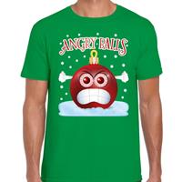 Bellatio Fout kerst shirt Angry balls groen voor heren
