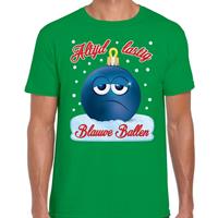 Bellatio Fout kerst shirt Blauwe ballen groen voor heren
