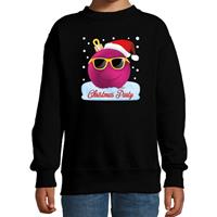 Bellatio Foute kersttrui / sweater coole kerstbal zwart voor meisjes