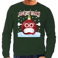 Bellatio Foute kerst sweater / trui Angry balls groen heren Groen