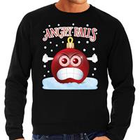 Bellatio Foute kerst sweater / trui Angry balls zwart heren (48) Zwart