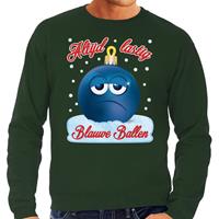 Bellatio Foute kerst sweater / trui Blauwe ballen/ blue balls groen heren (48) Groen