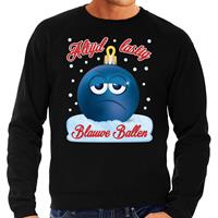 Bellatio Foute kerst sweater / trui Blauwe ballen zwart voor heren