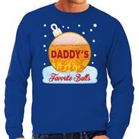 Bellatio Foute kerst sweater / trui Daddy favorite balls bier blauw heren (48) Blauw