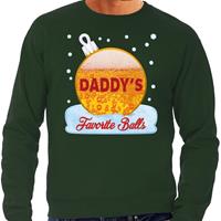 Bellatio Foute kerst sweater / trui Daddy favorite balls bier groen heren (48) Groen