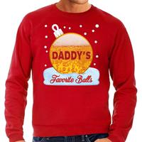 Bellatio Foute kerst sweater / trui daddy favorite balls bier rood heren (48) Rood