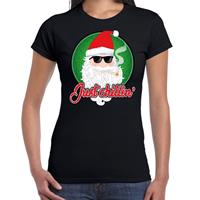 Bellatio Fout kerst shirt just chillin stoere santa zwart voor dames