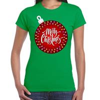 Bellatio Fout kerst shirt kerstbal merry christmas groen voor dames