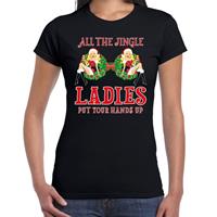 Bellatio Fout kerst shirt single / jingle ladies zwart voor dames