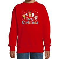 Bellatio Foute kersttrui / sweater dieren Merry christmas rood kids 3-4 jaar (98/104) Rood