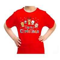 Bellatio Fout kerst shirt / t-shirt dieren Merry christmas rood kids (116-134) Rood