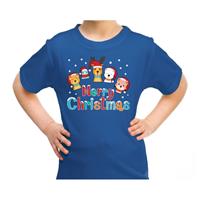 Bellatio Fout kerst shirt / t-shirt dieren Merry christmas blauw kids Blauw