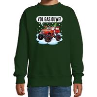 Bellatio Stoere kersttrui / sweater vol gas ouwe monstertruck groen kids 3-4 jaar (98/104) Groen