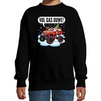 Bellatio Stoere kersttrui / sweater vol gas ouwe monstertruck zwart kids 3-4 jaar (98/104) Zwart