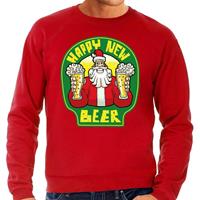 Bellatio Foute Nieuwjaar / Kersttrui happy new beer / bier rood heren (48) Rood