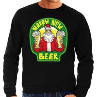 Bellatio Foute Nieuwjaar / Kersttrui happy new beer / bier zwart heren (48) Zwart