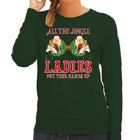 Bellatio Foute kersttrui / sweater single / jingle ladies groen dames Groen