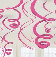 Amscan swirlslingers feestdecoratie 12 stuks 55 cm roze