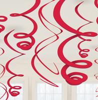 Amscan swirlslingers feestdecoratie 12 stuks 55 cm rood