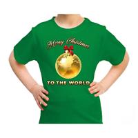 Bellatio Fout kerst shirt Merry Christmas to the world groen kinderen Groen