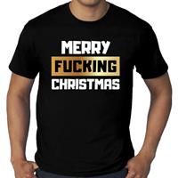 Bellatio Grote maten fout Kerst shirt merry fucking Christmas zwart heren Zwart