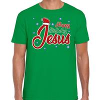 Bellatio Fout Kerst shirt happy birthday Jesus groen heren (48) Groen