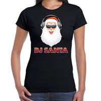 Bellatio Fout kerstshirt zwart DJ Santa met koptelefoon voor dames