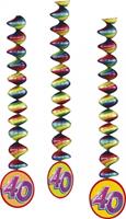 Haza Groep B.V. Rotor-Spiralen, Zahl "40", Regenbogen-Farben, 3 Stück